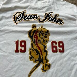 Sean John vintage long sleeve with cool patchwork design and Chinese lettering